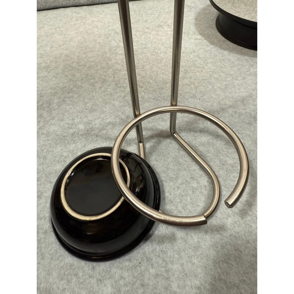 Black Ceramic Spoon Holder w Metal Stand Kitchen Utensil Rest Countertop‎
